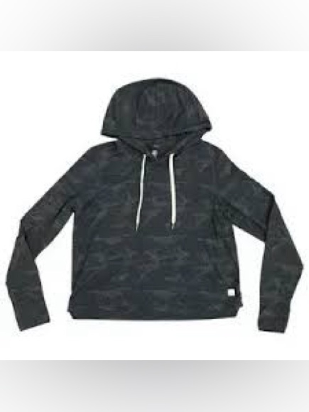 Vuori Women’s Halo Essential Dark Gray Camo Pullover Hoodie with Drawstring, S